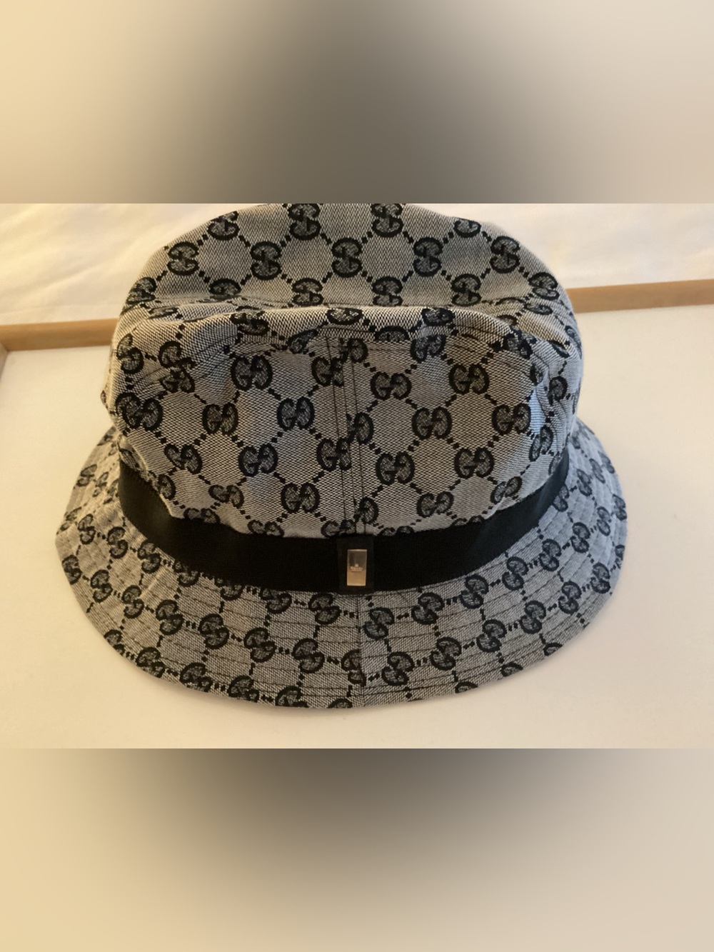 Gucci Gray & Black GG Monogram Bucket Hat